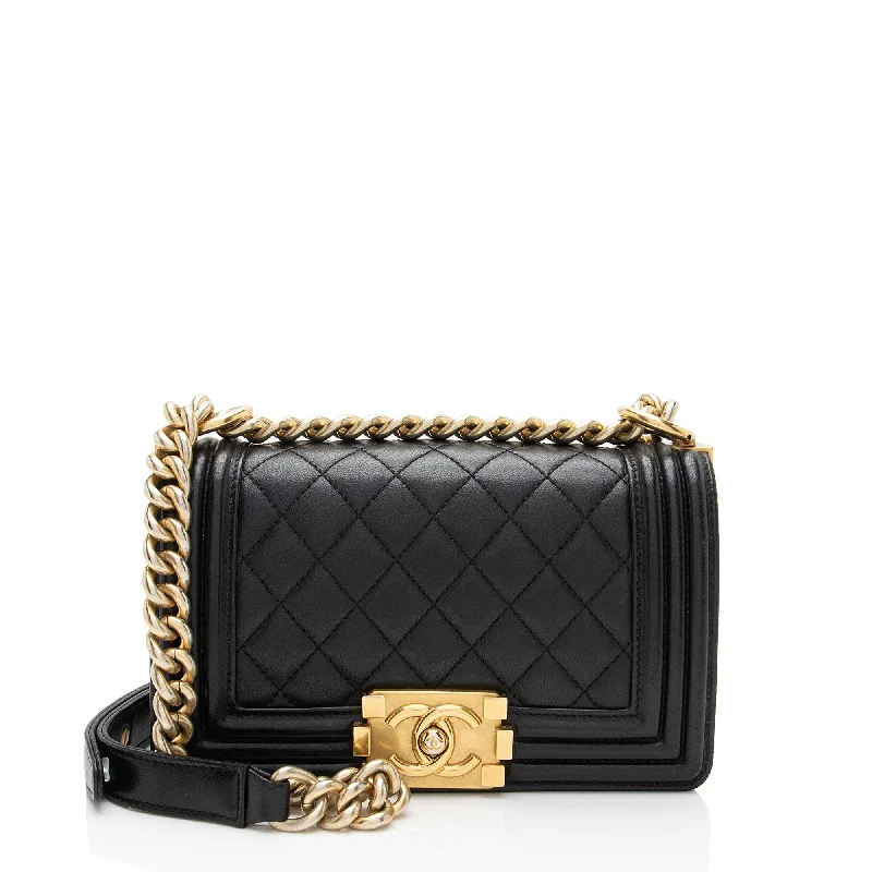 Small crossbody bags with adjustable strap length -Chanel Lambskin Small Boy Bag