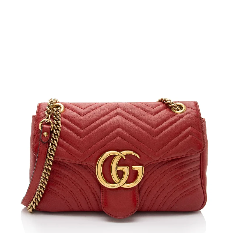 Vintage-inspired crossbody bags with brass accents -Gucci Matelasse Leather GG Marmont Medium Flap Bag