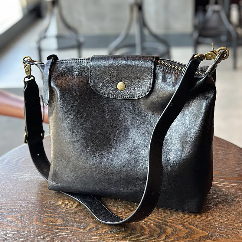 Elegant sling crossbody bags for party nights -Elagant Women's Black Leather Crossbody Bag Small Over The Shoulder Purse