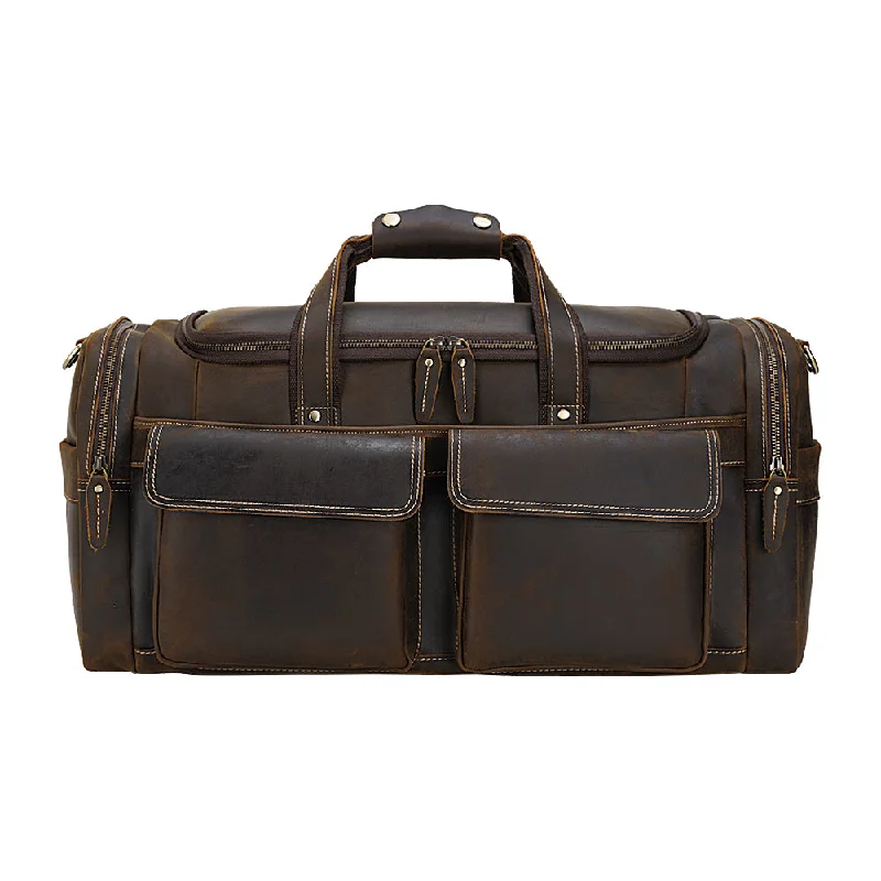 Classic satchels for men with a timeless design and high-quality leather construction -Premium Leather Duffel Bag - Weekender