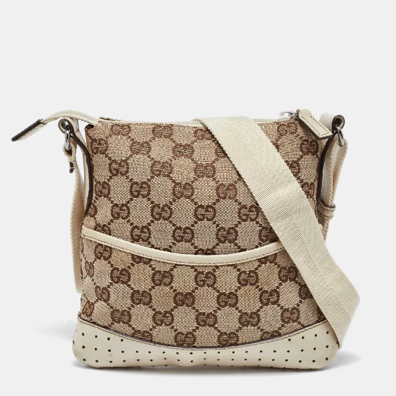 Designer mini crossbody bags for petite elegance -Gucci Beige Gg Canvas And Leather Crossbody Bag