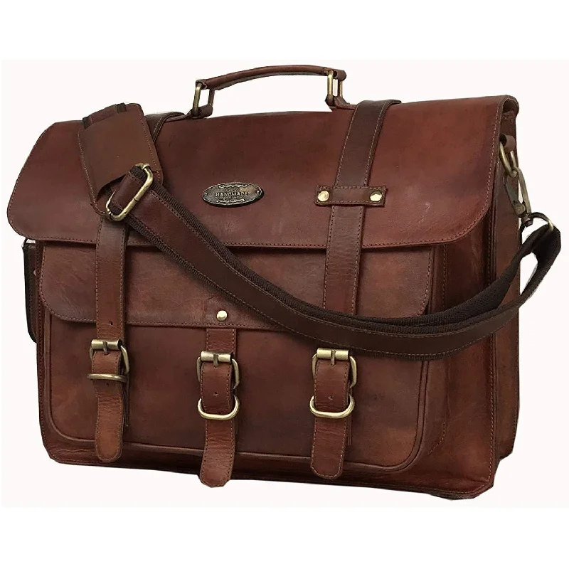 Leather satchels for women with bold stitching and metal accents for a modern touch -Rugged Brown Leather Bag