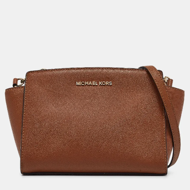 Waterproof crossbody bags for rainy outdoor adventures -Michael Kors Brown Leather Small Selma Crossbody Bag