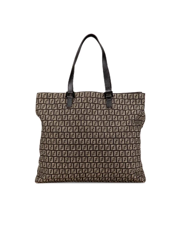 Canvas Tote Bag with Silver-Tone Hardware and Flat Strap