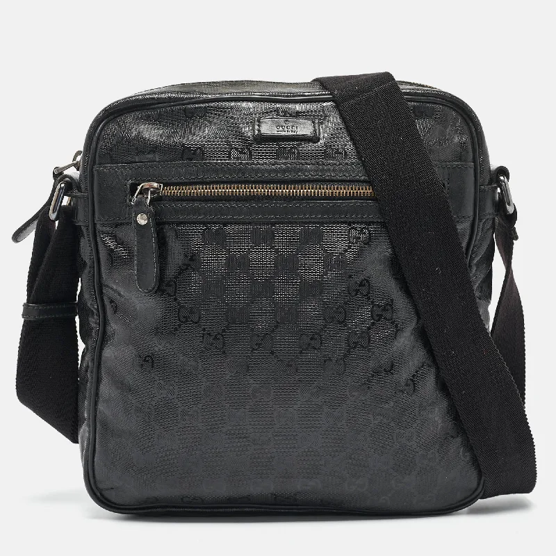 Practical satchels for men with ample space for work and leisure essentials -Gucci Black Gg Imprime Canvas And Leather Messenger Bag