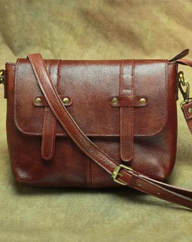 Handmade satchels with colorful stitching for a bold and artistic appeal -Vintage Brown Leather Men's Side Bag Messenger Bag Brown Courier Bag For Men