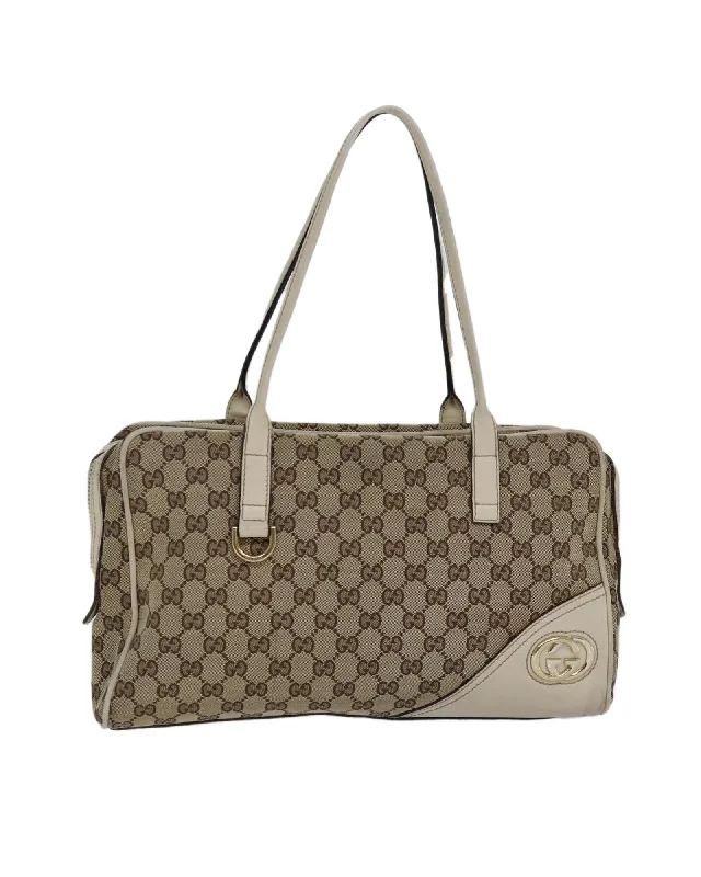 GG Canvas Hand Bag with Leather Trim