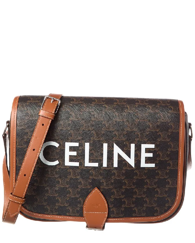 Satchel bags for women with versatile designs for day-to-night wear -CELINE Triomphe Canvas & Leather Messenger Bag