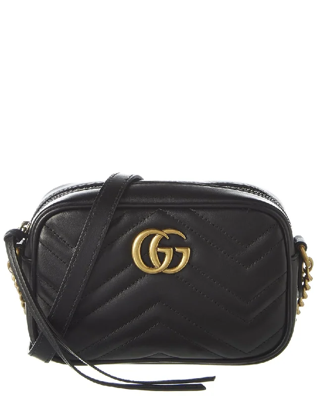 Luxury quilted crossbody bags for fashion icons -Gucci GG Marmont Mini Matelasse Leather Crossbody Camera Bag