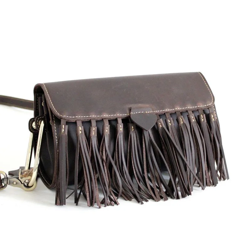 Affordable canvas crossbody bags for student budgets -Western Womens Leather Fringe Crossbody Bag Purse Small Shoulder Bag for Women