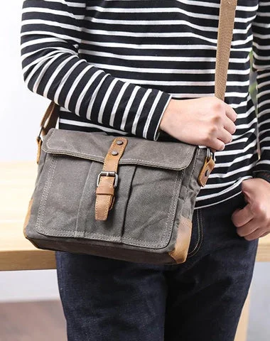 Compact satchel purses for women with chic designs for everyday style -Small Waxed Canvas Crossbody Bag Mens Waterproof Camera Bag Green Side Bag Courier Bag Canvas Messenger Bag for Men