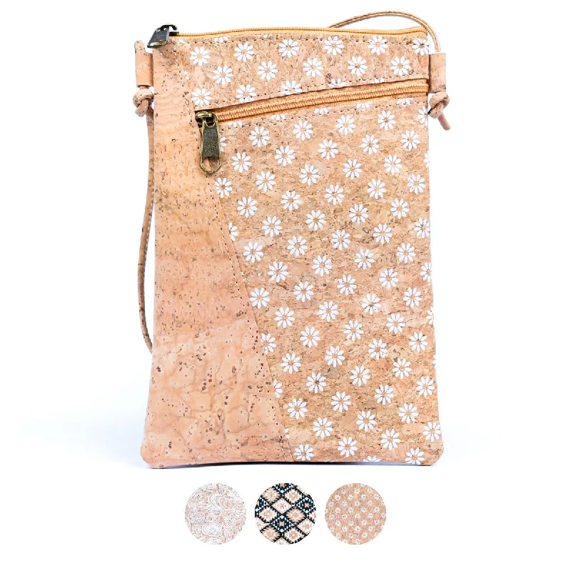 Trendy crossbody bags with metallic finish shine -Vintage Lace Detail Cork Phone Pouch for Women BAGP-261 (5units）