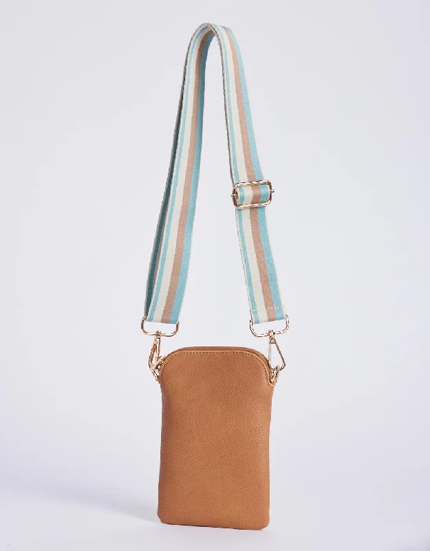 On The Go Bag - Tan/Blue Tan Stripe