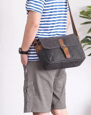 Trendy satchels for women with bright, fun designs for an upbeat style -Canvas Leather Mens DSLR Camera Bag Side Bag Green Small Messenger Bag for Men