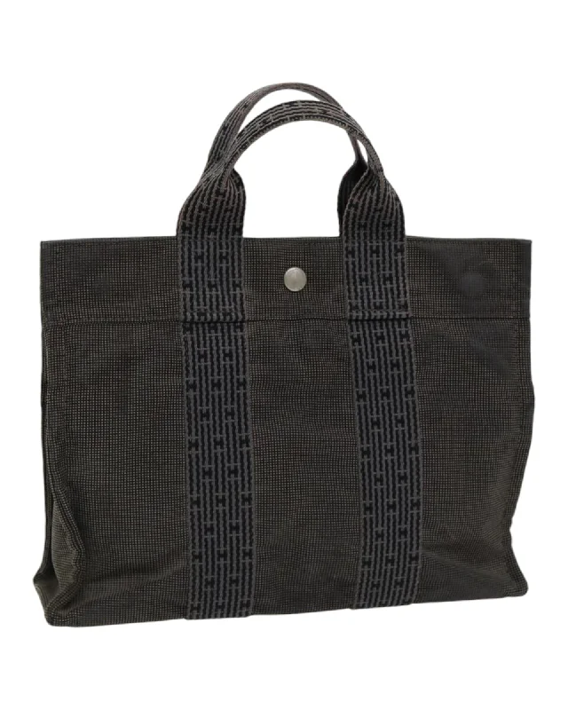 Canvas Hand Bag with Handle Drop and Silver Detailing