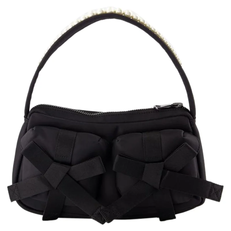 Small leather crossbody bags for evening dates -Utility Bow Crossbody - Simone Rocha - Nylon - Black