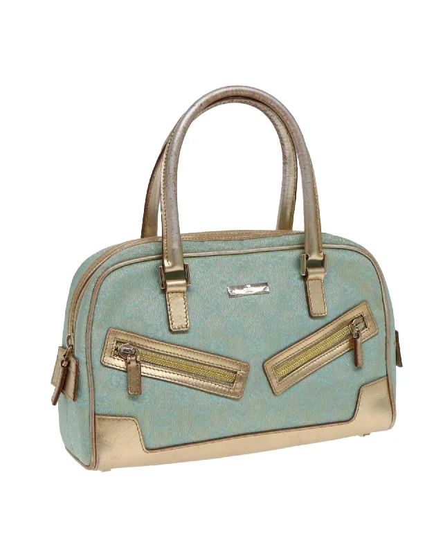 GG Canvas Hand Bag with Gold Accents