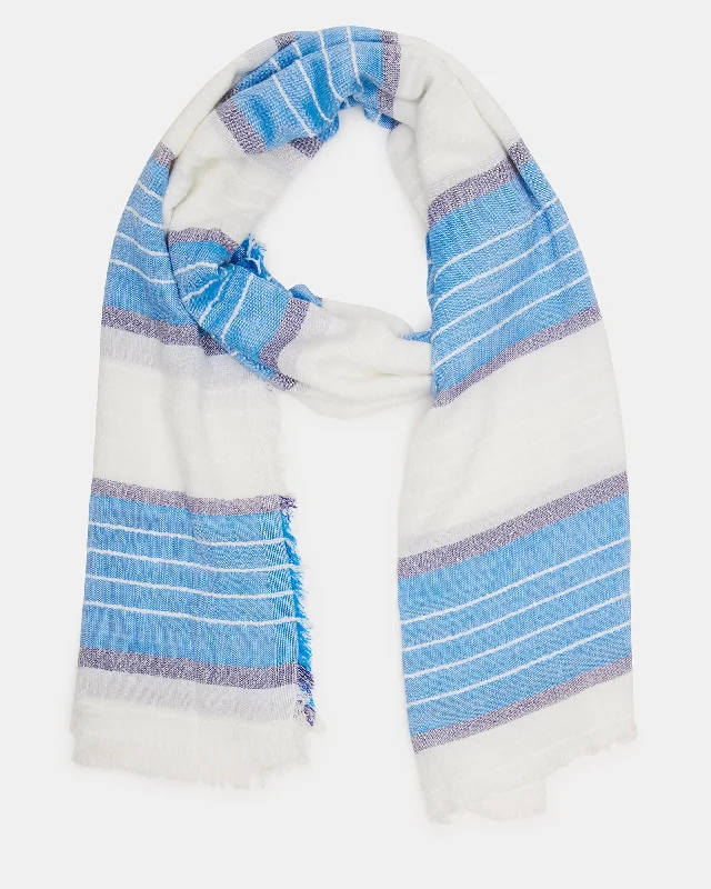 STRIPED OBLONG SCARF BLUE