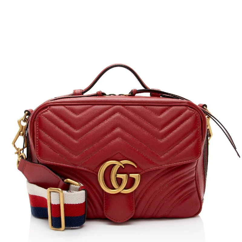 Designer sling crossbody bags for modern looks -Gucci Matelasse Leather GG Marmont Zip Around Top Handle