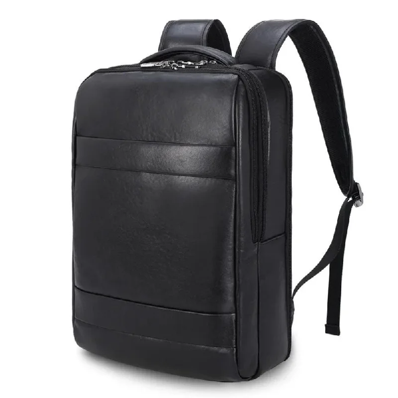 Practical satchels for men with waterproof materials for durability in any weather -Black Leather Laptop Bag Business Backpack