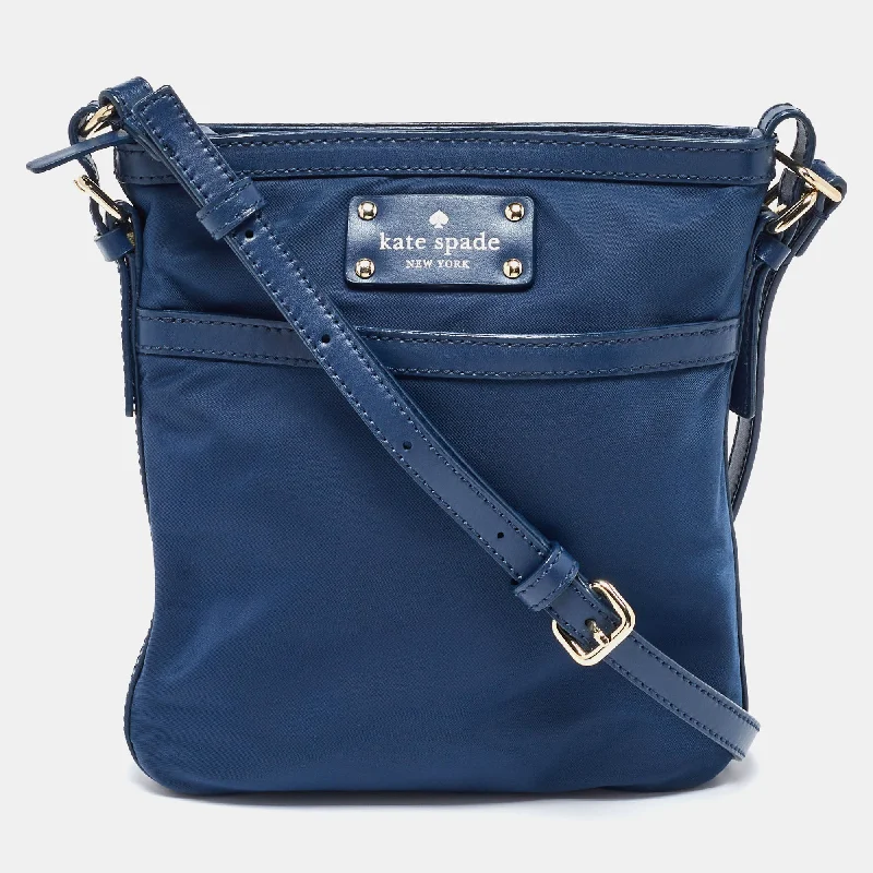 Chic suede crossbody bags for fall fashion -Kate Spade Blue Nylon And Leather Crossbody Bag