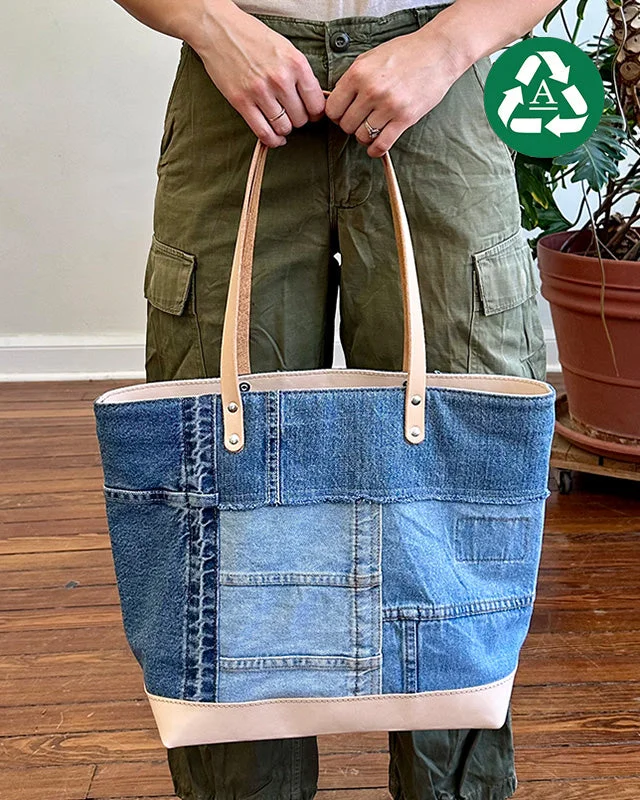 Tote in Upcycled Vintage Denim Patchwork