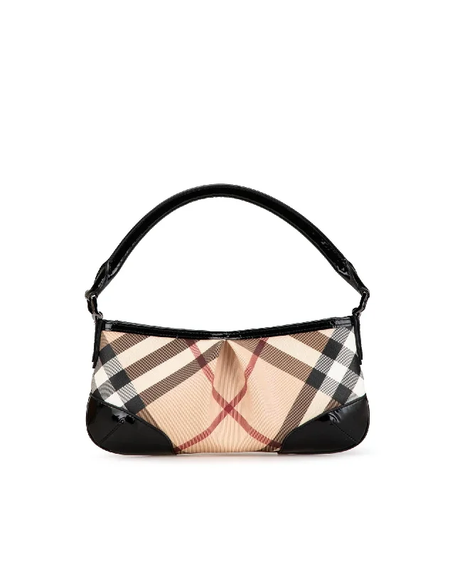 Coated Canvas Shoulder Bag with Patent Leather Trim