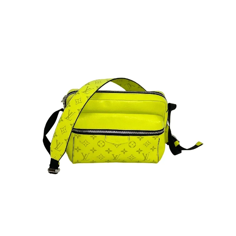 Vintage-inspired satchels for men with distressed leather finishes for a timeless look -LOUIS VUITTON Taigarama Outdoor Messenger Yellow Bag