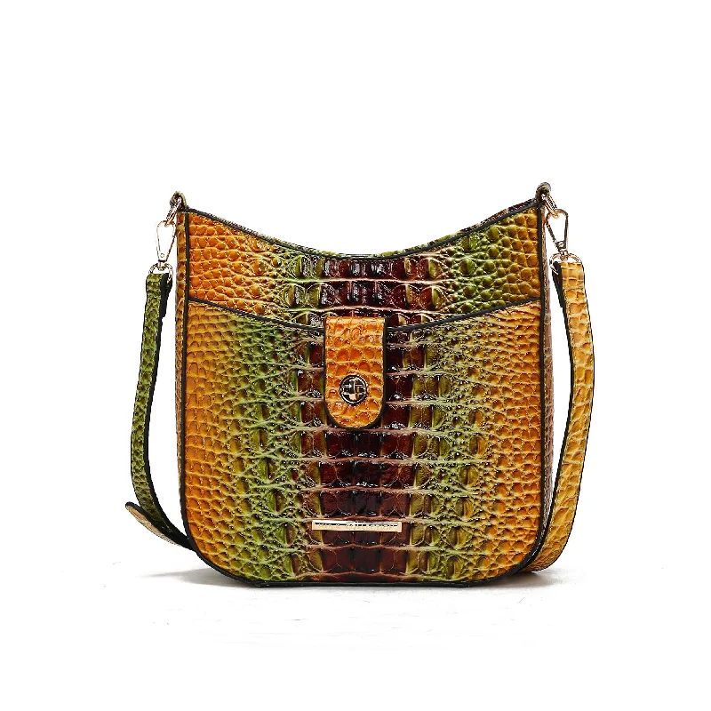 Multi-compartment crossbody bags for busy lifestyles -Giovana Gradient Croc Crossbody Bag