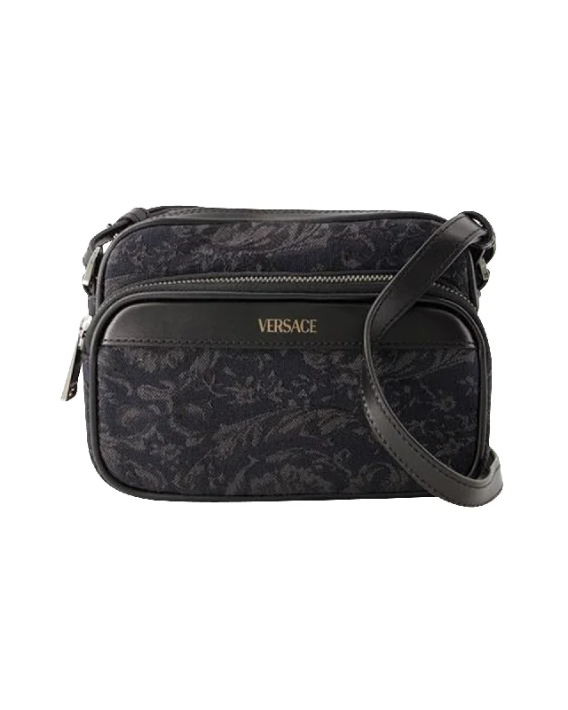 Large leather crossbody bags for work essentials -Athena Small Crossbody - Versace - Canvas - Black