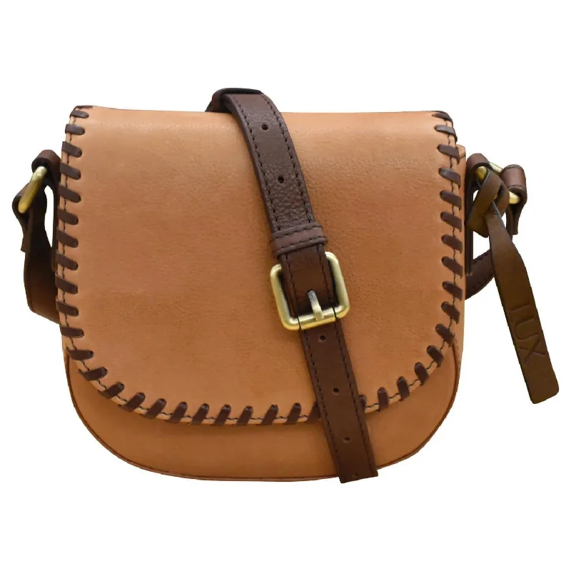 Chic suede crossbody bags for fall fashion -Women's Saddle Crossbody Bag In Tan & Coffee