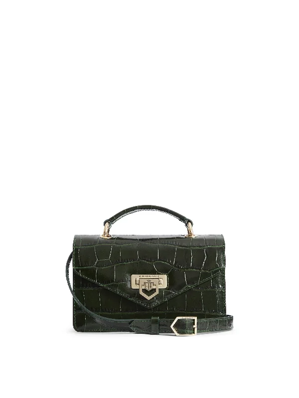 Eco-conscious crossbody bags with sustainable fabrics -Loxley Mini Crossbody Bag - Emerald Green Croc Print (Limited Edition)