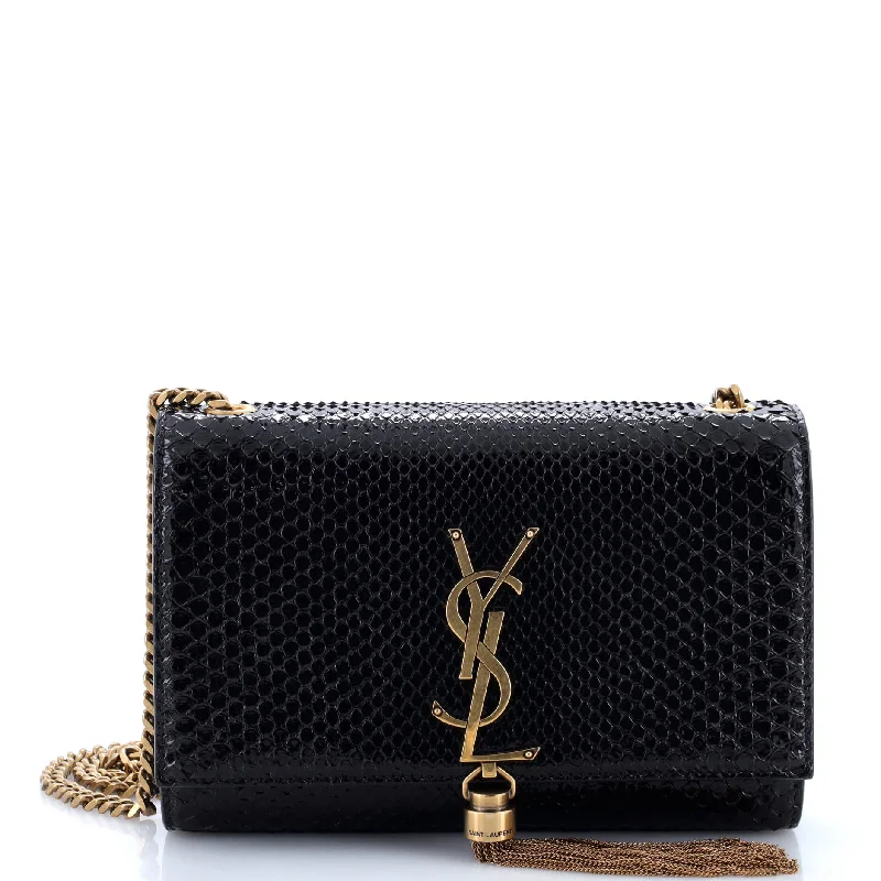 Small leather crossbody bags for evening dates -Classic Monogram Tassel Crossbody Bag Python Medium