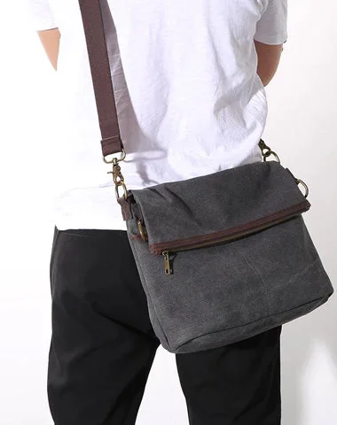 Designer satchels for women with soft pebbled leather for a smooth, sophisticated look -Canvas Mens 13‘’ Side Bag Courier Bag Gray Postman Bag Messenger Bag for Men