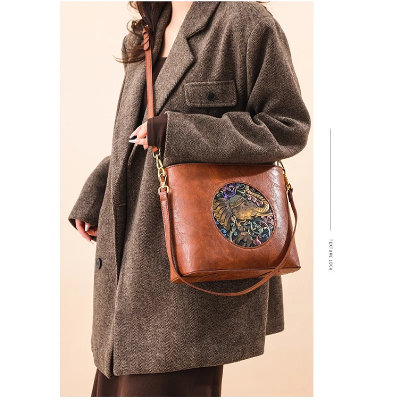 Handmade satchels for women with unique patterns and hand-stitched details -Brown Lovo Sling Bag