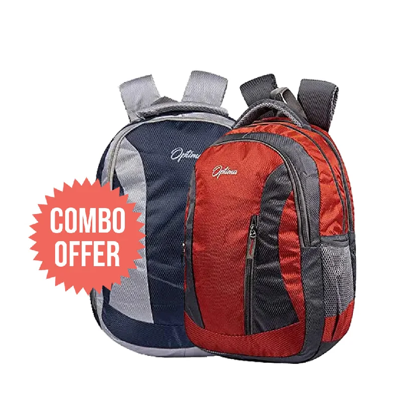 Small sling backpack for quick city errands -Optima Unisex Polyester School Bags Waterproof Hiking Backpack Cool Sports Backpack Laptop Rucksack School Backpack combo 2n