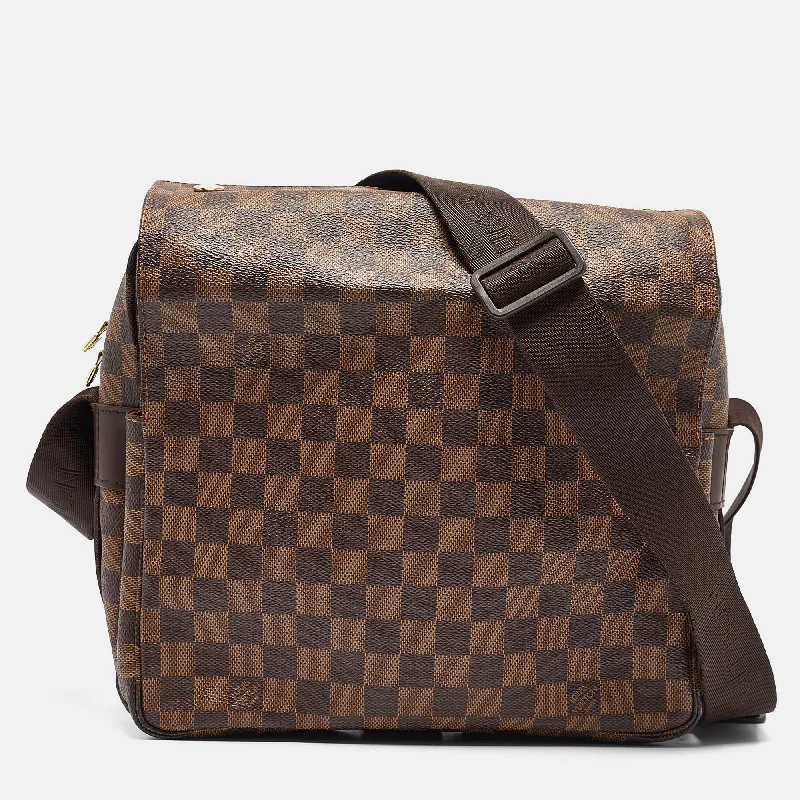 Eco-friendly satchels for men with recycled materials and natural fabrics -Louis Vuitton Damier Ebene Canvas Naviglio Bag