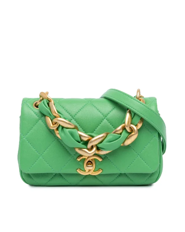 Structured satchels for women with firm, crisp shapes for a professional look -Small Quilted Lambskin Chain Flap Satchel