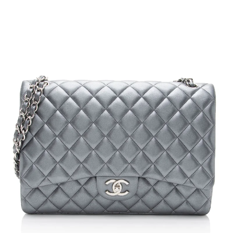 Durable leather crossbody bags for tough use -Chanel Metallic Lambskin Classic Maxi Double Flap Bag