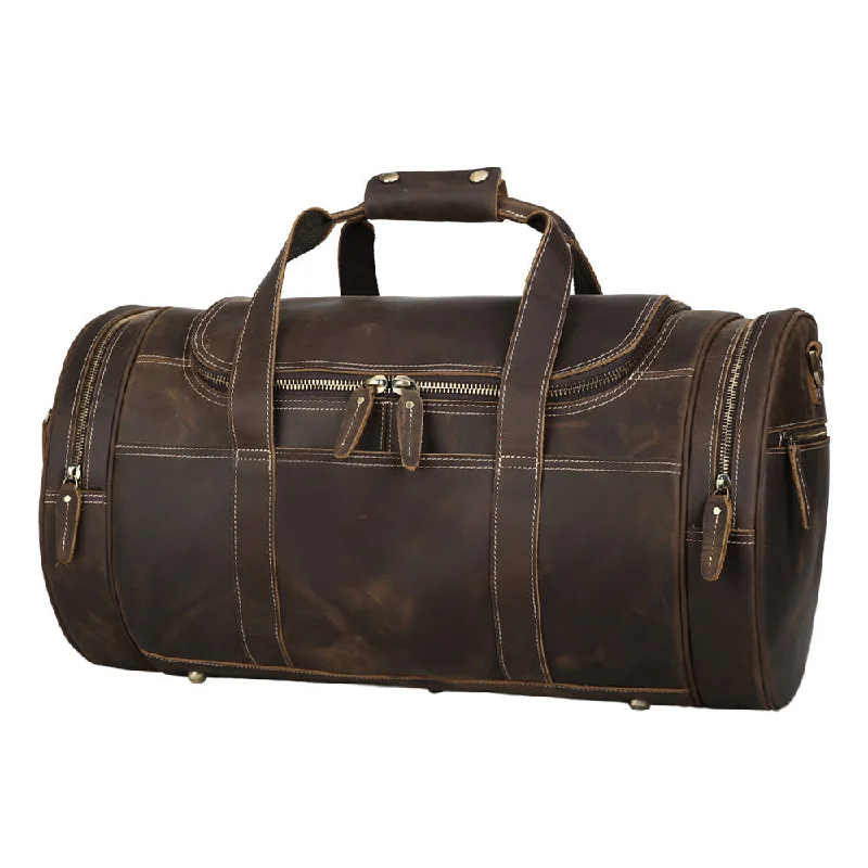 Minimalist satchels for men with clean lines for modern, understated fashion -Retro Leather Travel Bag - First Class Leather Duffel