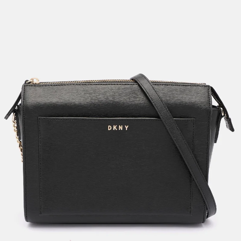 Eco-conscious crossbody bags with vegan leather -Dkny Black Leather Top Zip Crossbody Bag