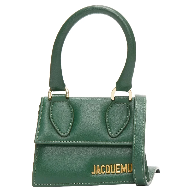 Chic suede crossbody bags for fall fashion -Jacquemus Le Chiquito Calfskin Gold Logo Mini Crossbody Bag