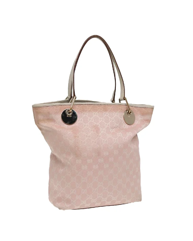 GG Canvas Tote Bag with Gold Accents