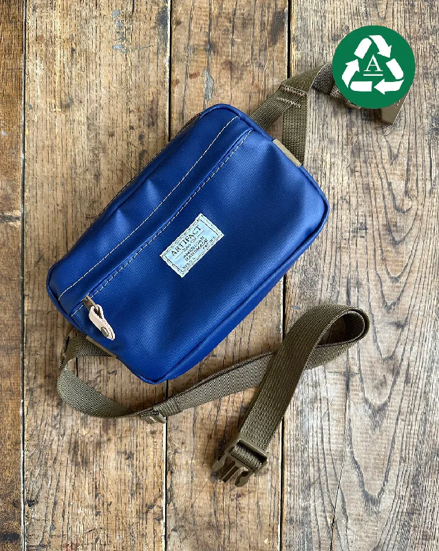 Hip Pack in Upcycled Vintage Rubberized Canvas - Navy