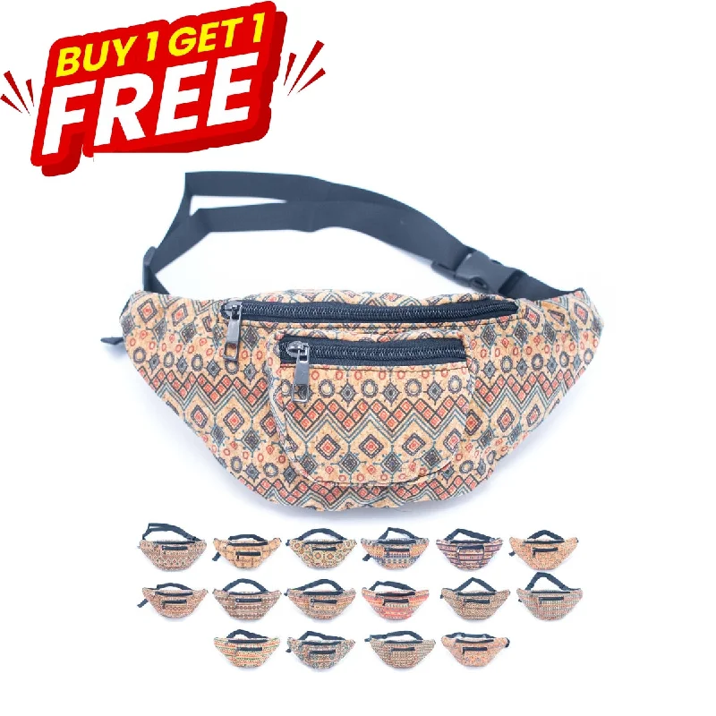 Soft suede crossbody bags for bohemian vibes -BUY 1 GET 1 FREE: Cork women's waist bag BAGD-447