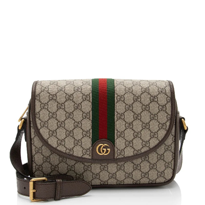 Fashion-forward satchels for men with modern accents and clean lines -Gucci GG Supreme Ophidia Web Flap Medium Messenger