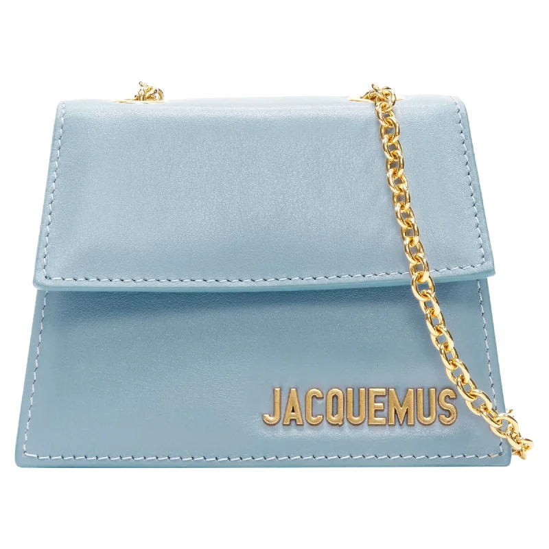 Luxury crossbody bags with monogrammed initials -Jacquemus le piccolo leather chain boxy crossbody micro bag