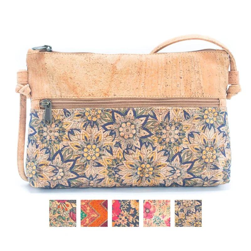 Elegant crossbody bags with subtle embroidery details -Natural Cork and Printed Design Women's Crossbody Bag BAGP-230