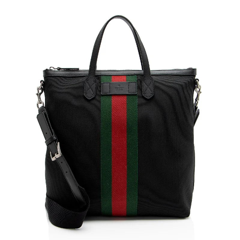 Classic satchels for men with a timeless design and high-quality leather construction -Gucci Techno Canvas Web Vertical Messenger