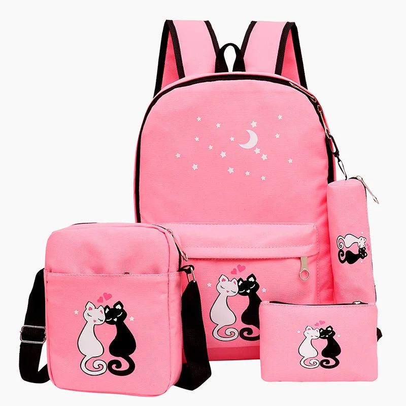 Padded shoulder backpack for comfortable long wear -Children's Cartoon Cute Canvas Bag